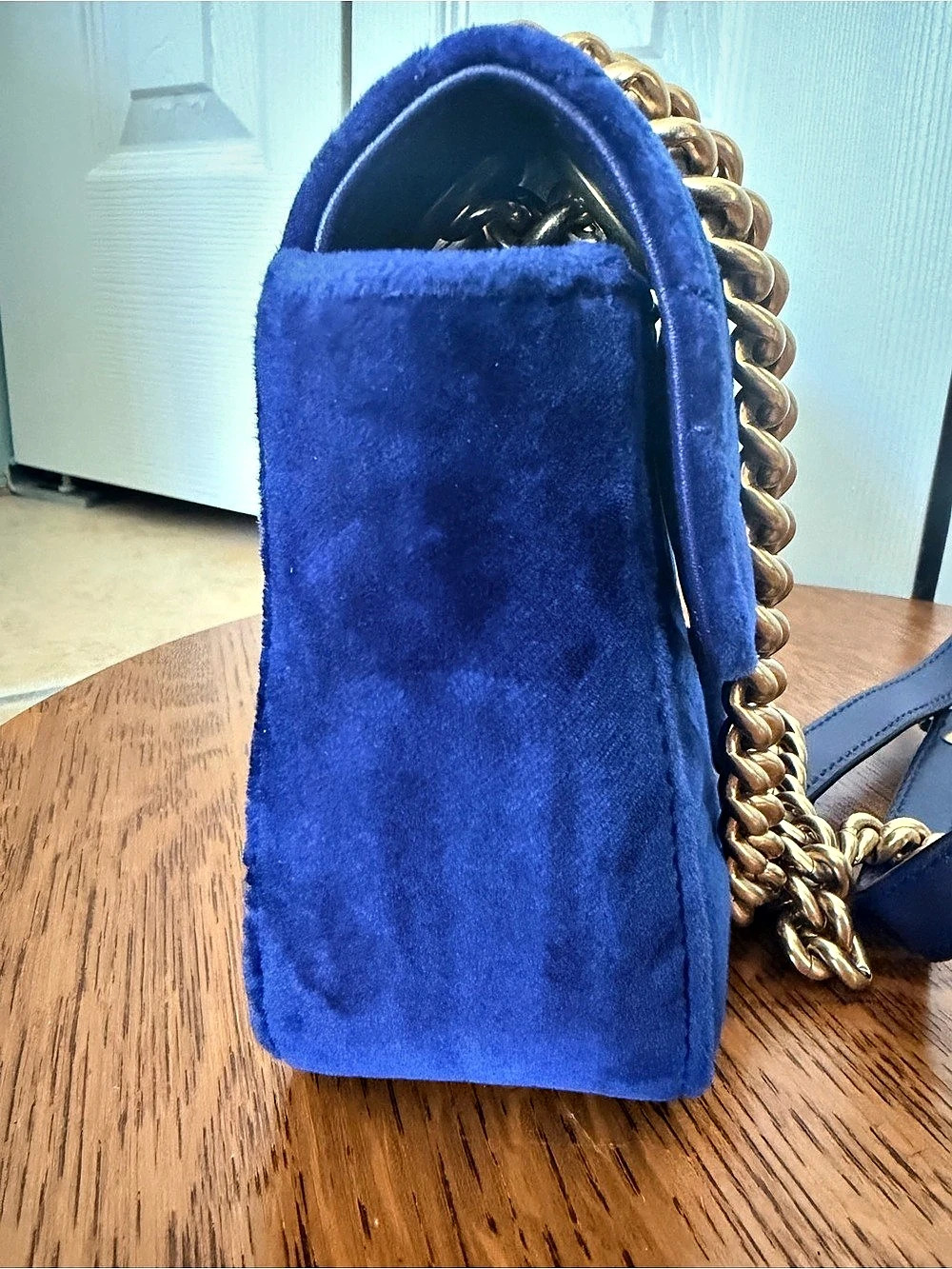 Gucci GG Marmont Velvet Small Shoulder Bag Blue - Picture 8 of 16
